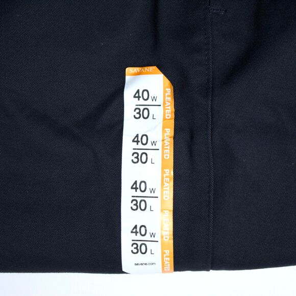 NWT Savane Pleated Performance Chino Comfort Waist Dark Navy Blue Men 40x30 (A6) - Picture 7 of 10